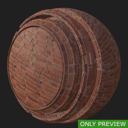 PBR Substance Material of Wall Brick Damaged